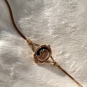 Coreen Simpson “The Black Cameo” Brooch Bracelet 18K Gold plated 7.5